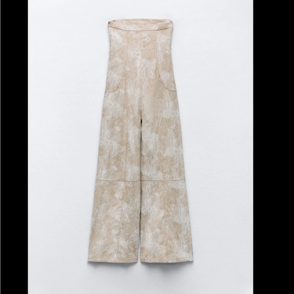 ZARA PRINTED LINEN BLEND JUMPSUIT - SIZE S - BRAND NEW WITH TAG